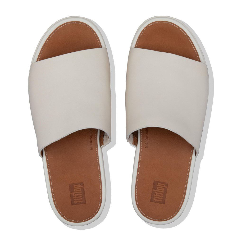 Fitflop Womens Wedge White - Eloise Leather Slides - PK7561298